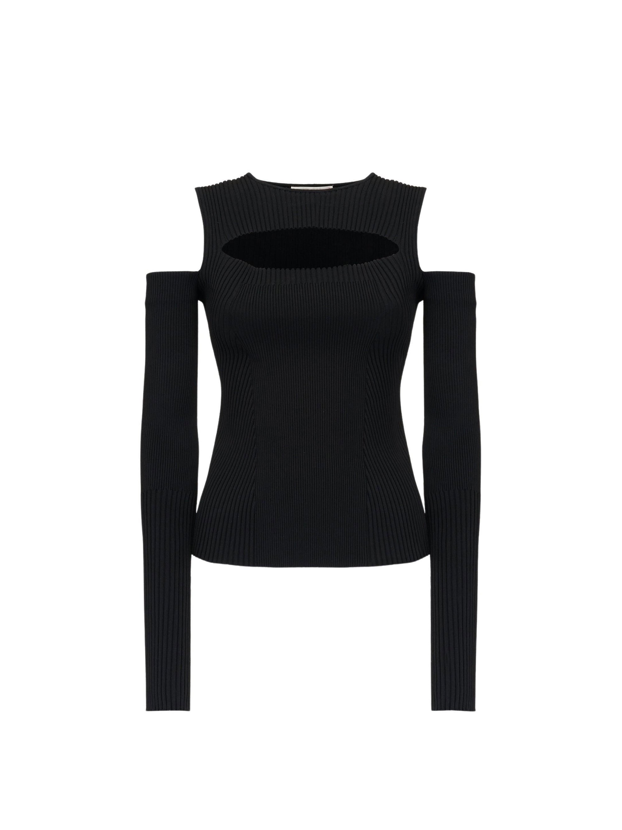 T-shirt à manches longue avec découpes - Black