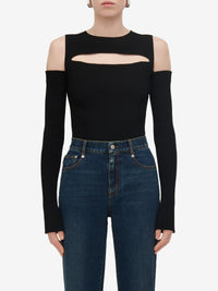 T-shirt à manches longue avec découpes - Black
