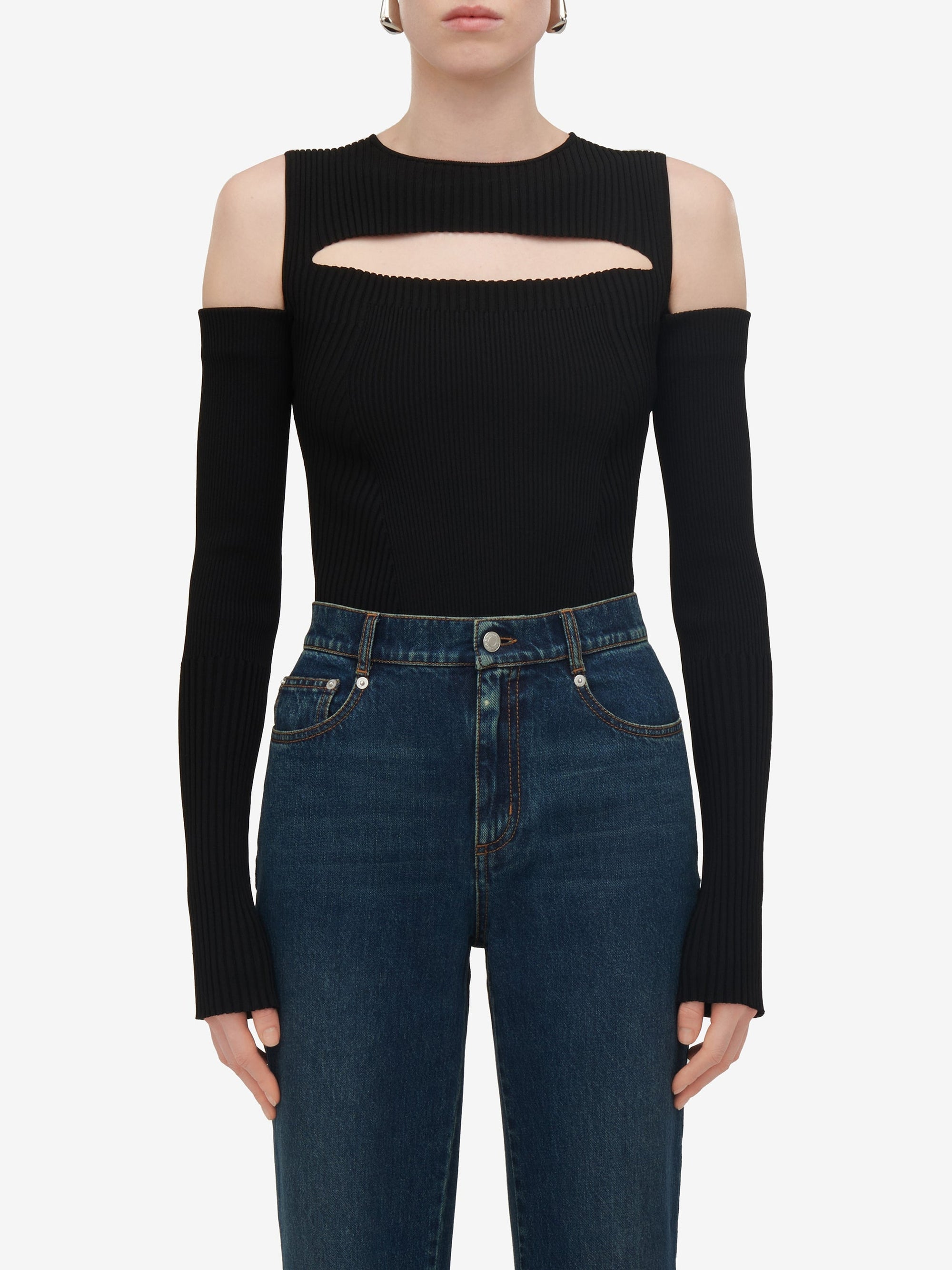 T-shirt à manches longue avec découpes - Black