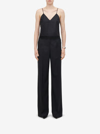 Pantalon taille haute large en laine - Navy