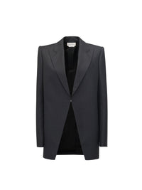 Blazer à fines rayures en laine - Grey