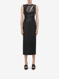 Robe sans manches fendue en cuir - Black