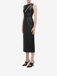 Robe sans manches fendue en cuir - Black