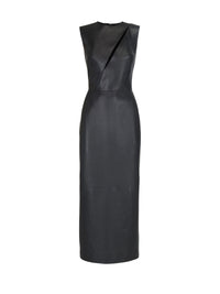 Robe sans manches fendue en cuir - Black