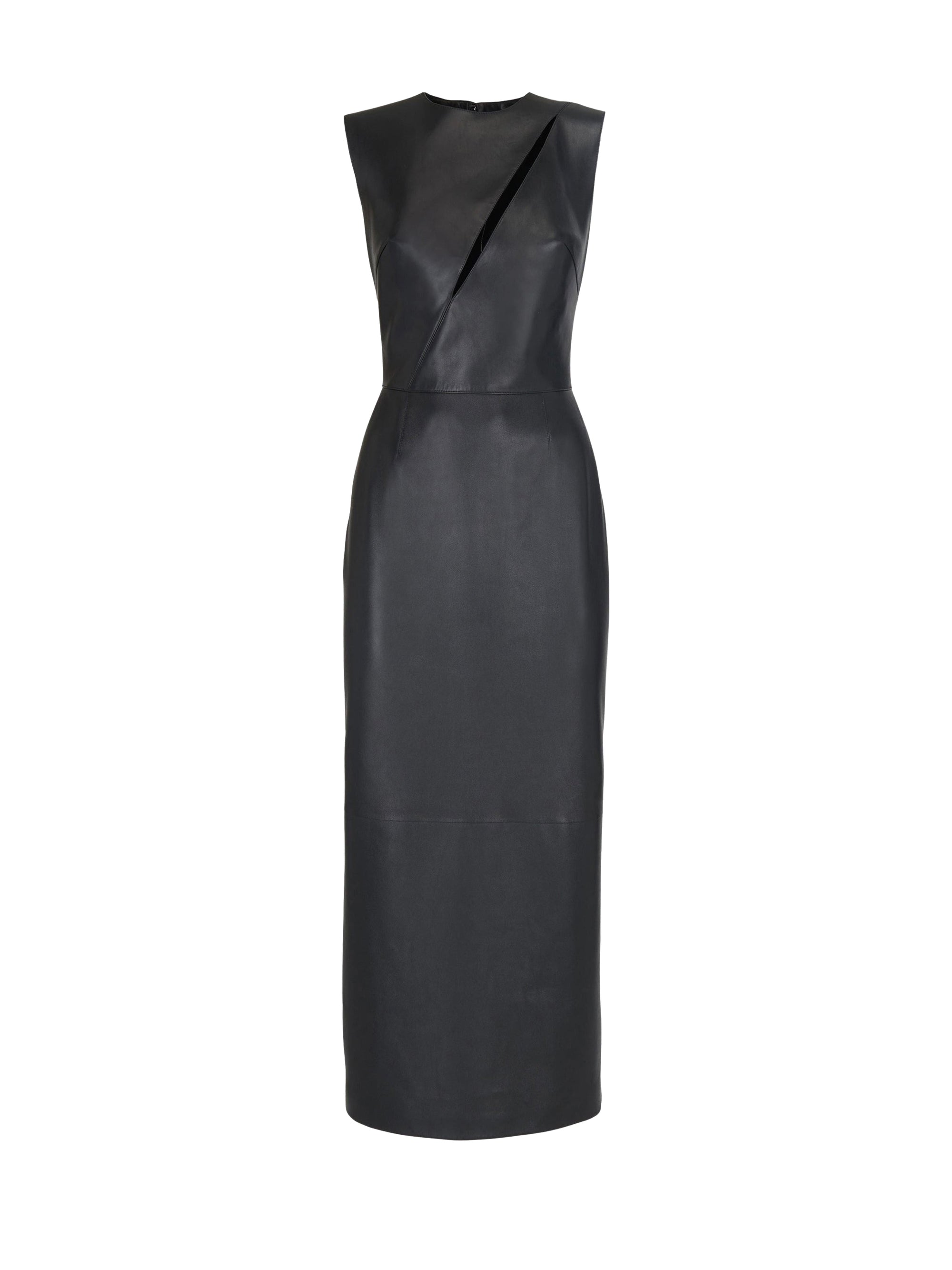 Robe sans manches fendue en cuir - Black