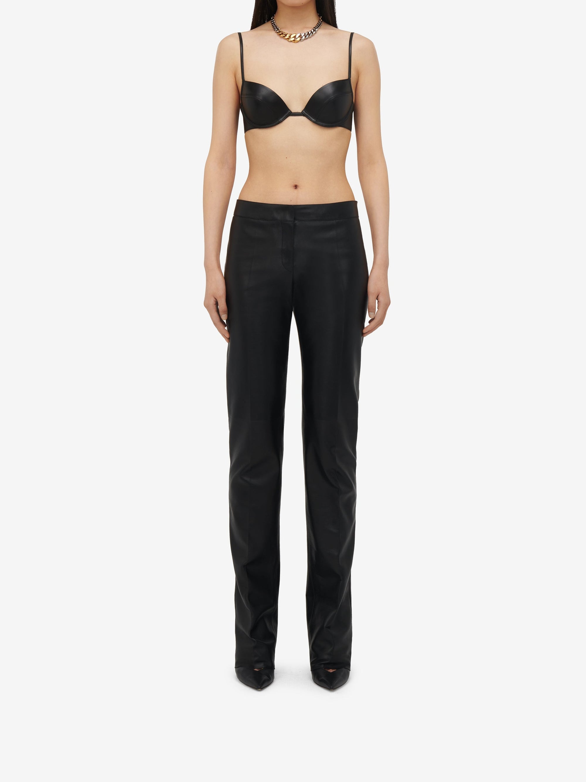 Pantalon slim en cuir - Black