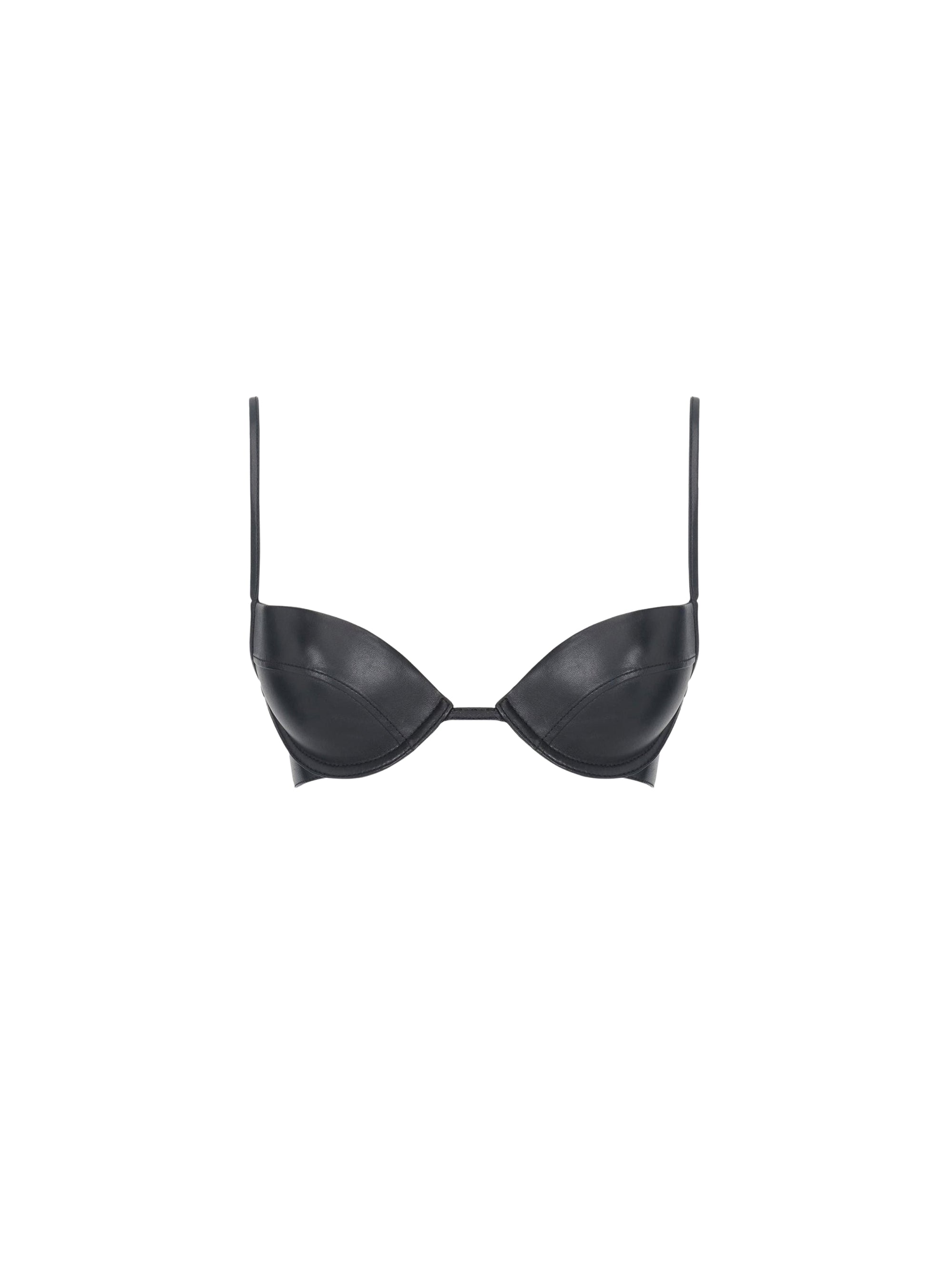 Soutien-gorge à bretelles ajustables en cuir - Black