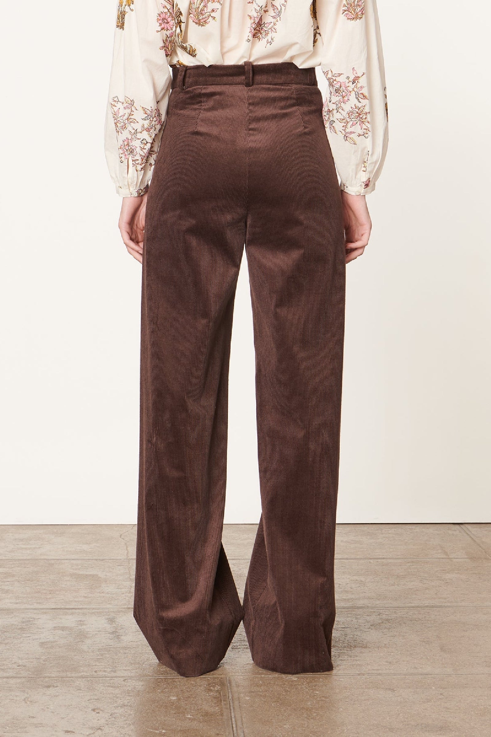 Pantalon droit en velours - Chocolat