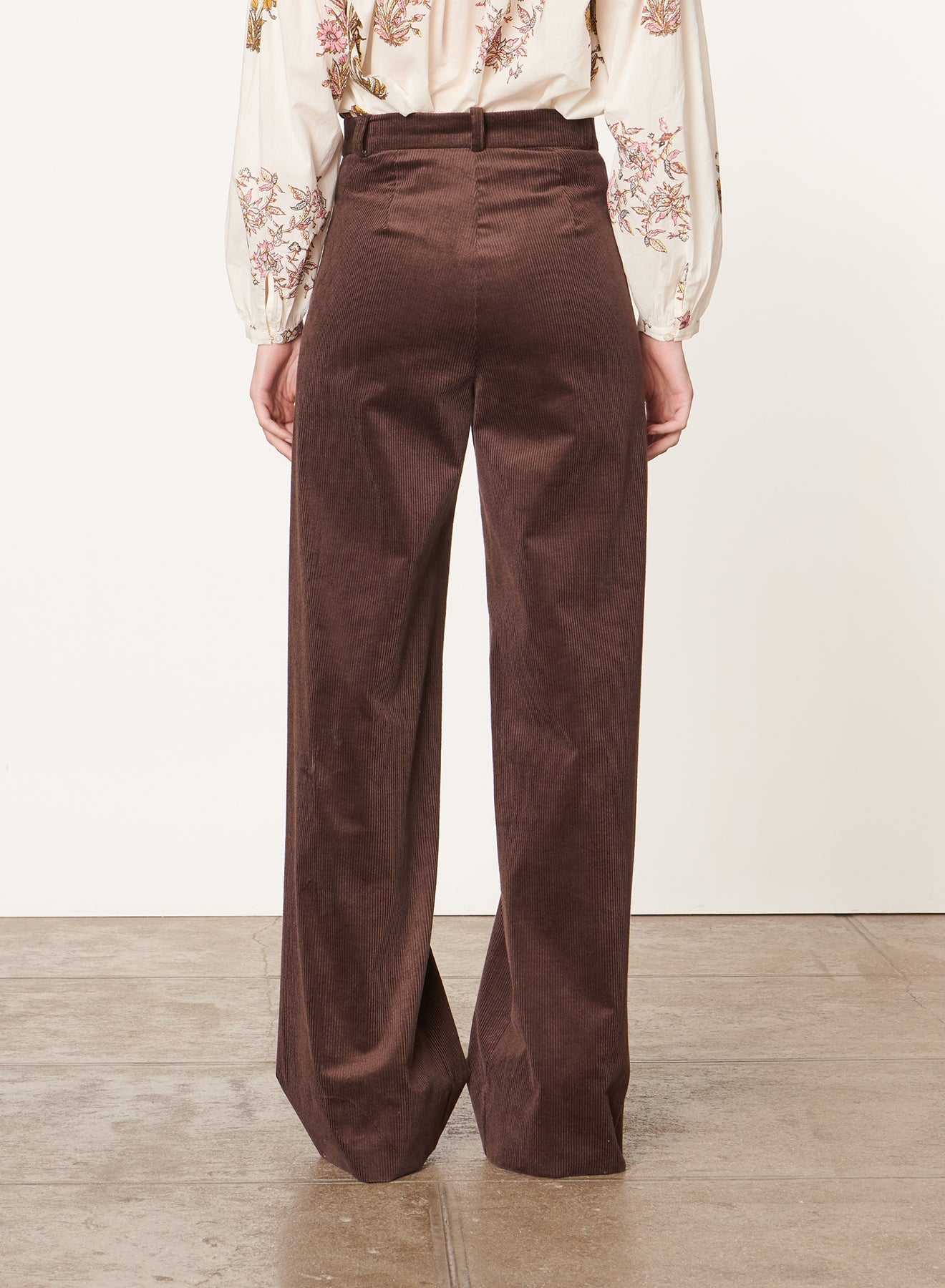 Pantalon droit en velours - Chocolat