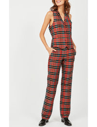 6qty RELIQUAT 75€ 0%  / Pantalon droit Francisco en soie - Red Multicolor