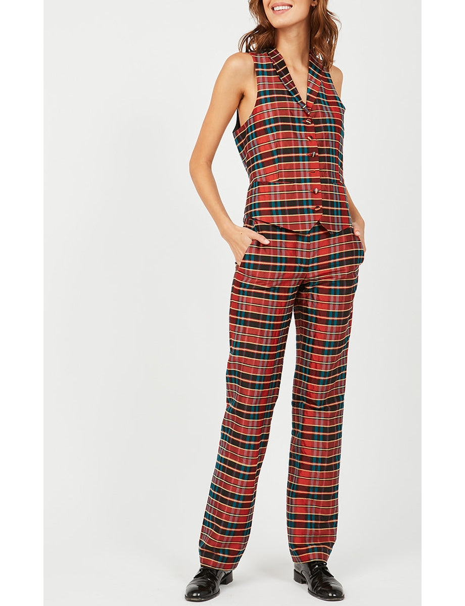 6qty RELIQUAT 75€ 0%  / Pantalon droit Francisco en soie - Red Multicolor