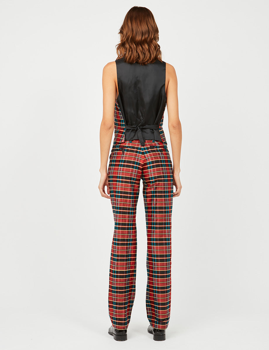6qty RELIQUAT 75€ 0%  / Pantalon droit Francisco en soie - Red Multicolor