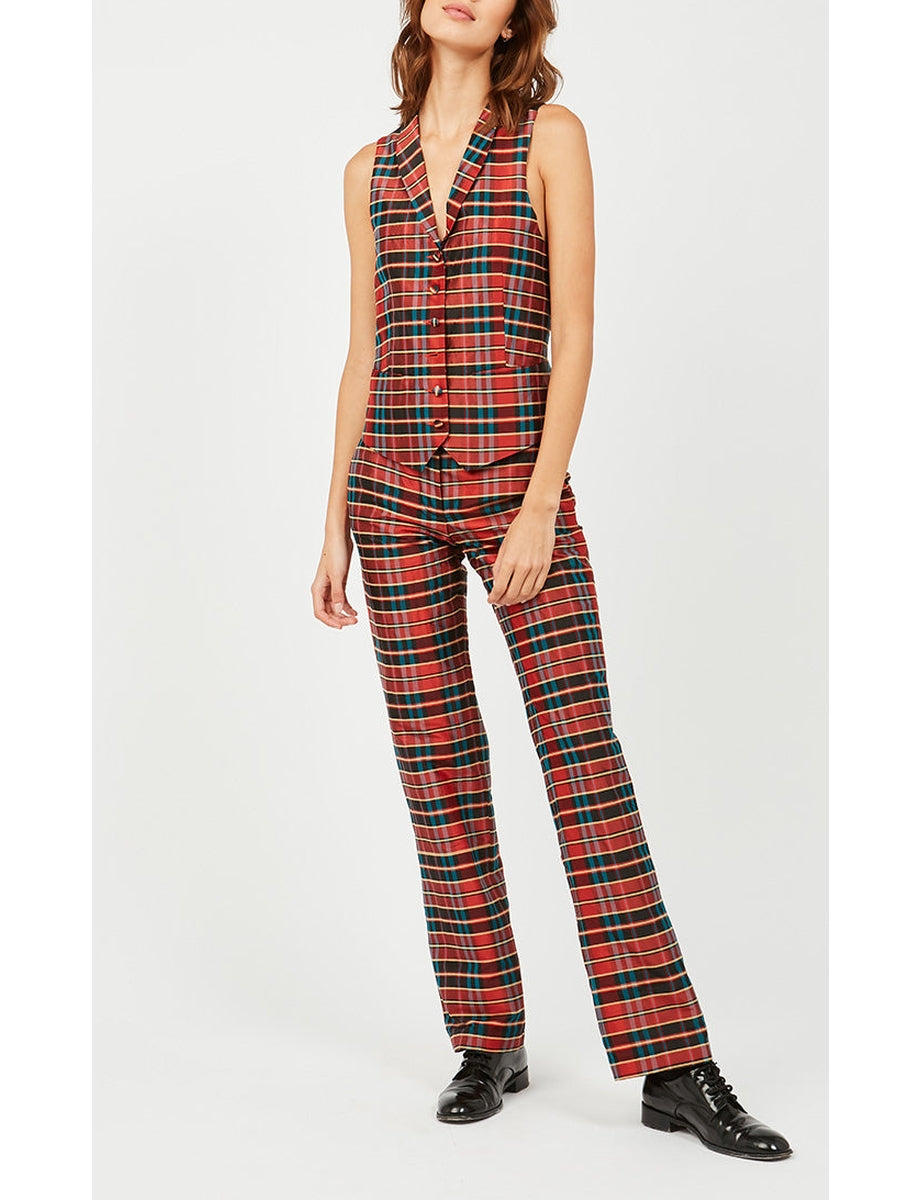 6qty RELIQUAT 75€ 0%  / Pantalon droit Francisco en soie - Red Multicolor