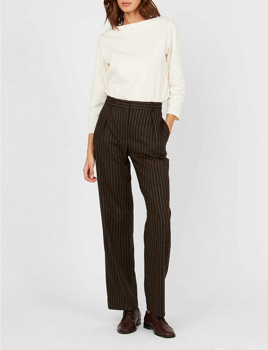 1qty RELIQUAT 75€ 100%  / Pantalon Hector à pinces - Brown Multicolor