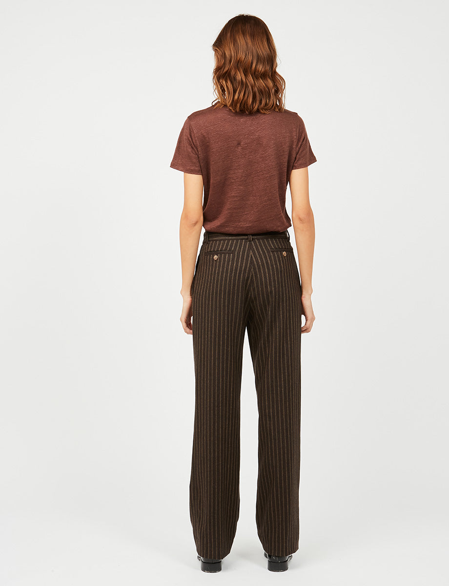 1qty RELIQUAT 75€ 100%  / Pantalon Hector à pinces - Brown Multicolor