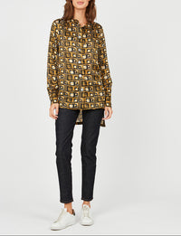 1qty RELIQUAT 80€ 0%  / Chemise droite Marie Sophie en soie mélangée - Pixel Green