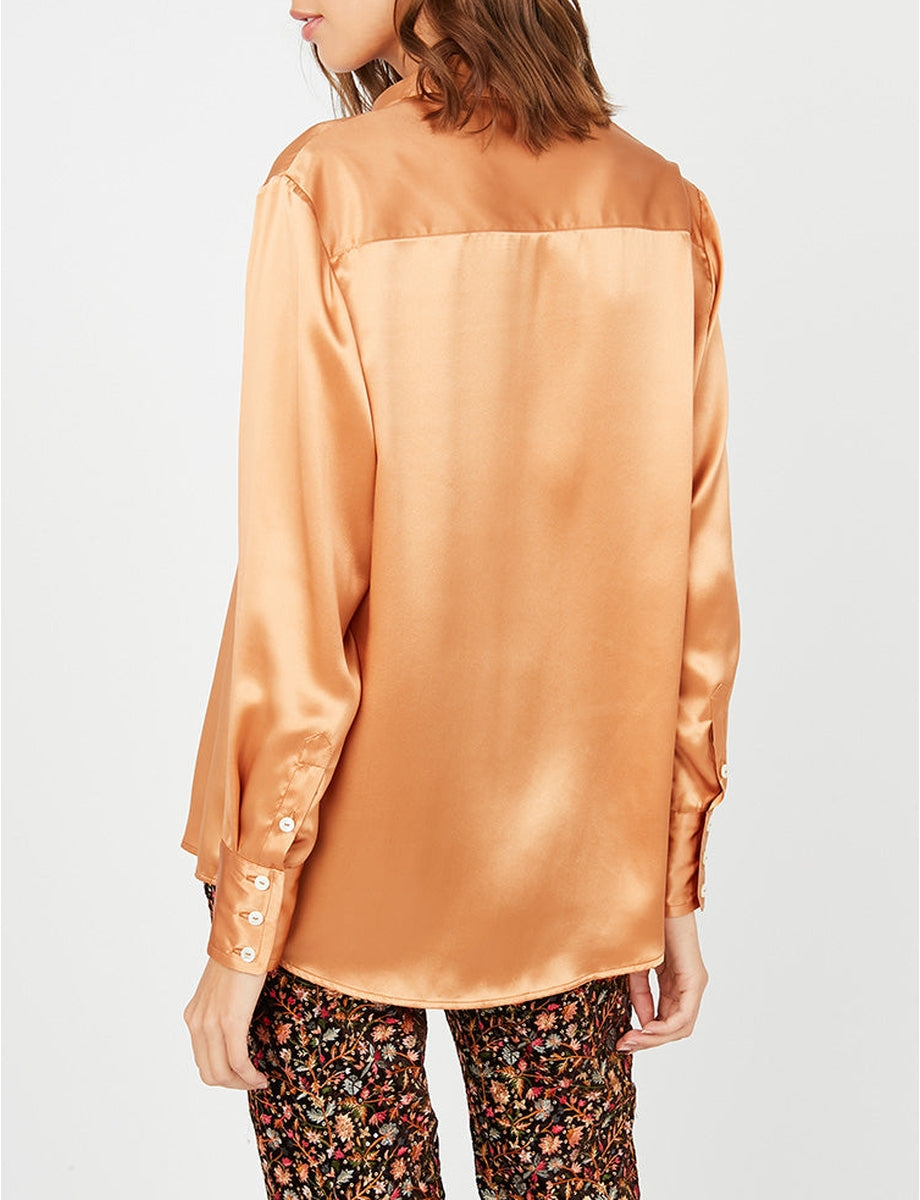 1qty RELIQUAT 95€ 100%  / Chemise droite Maureen en soie - Pink Gold