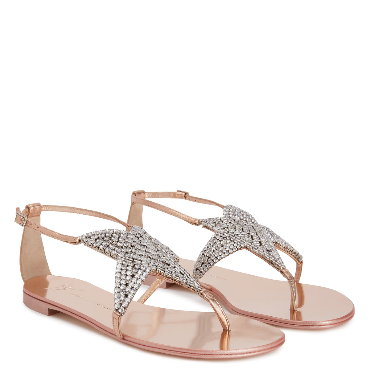 Sandales plates Almathea en cuir - Blanc