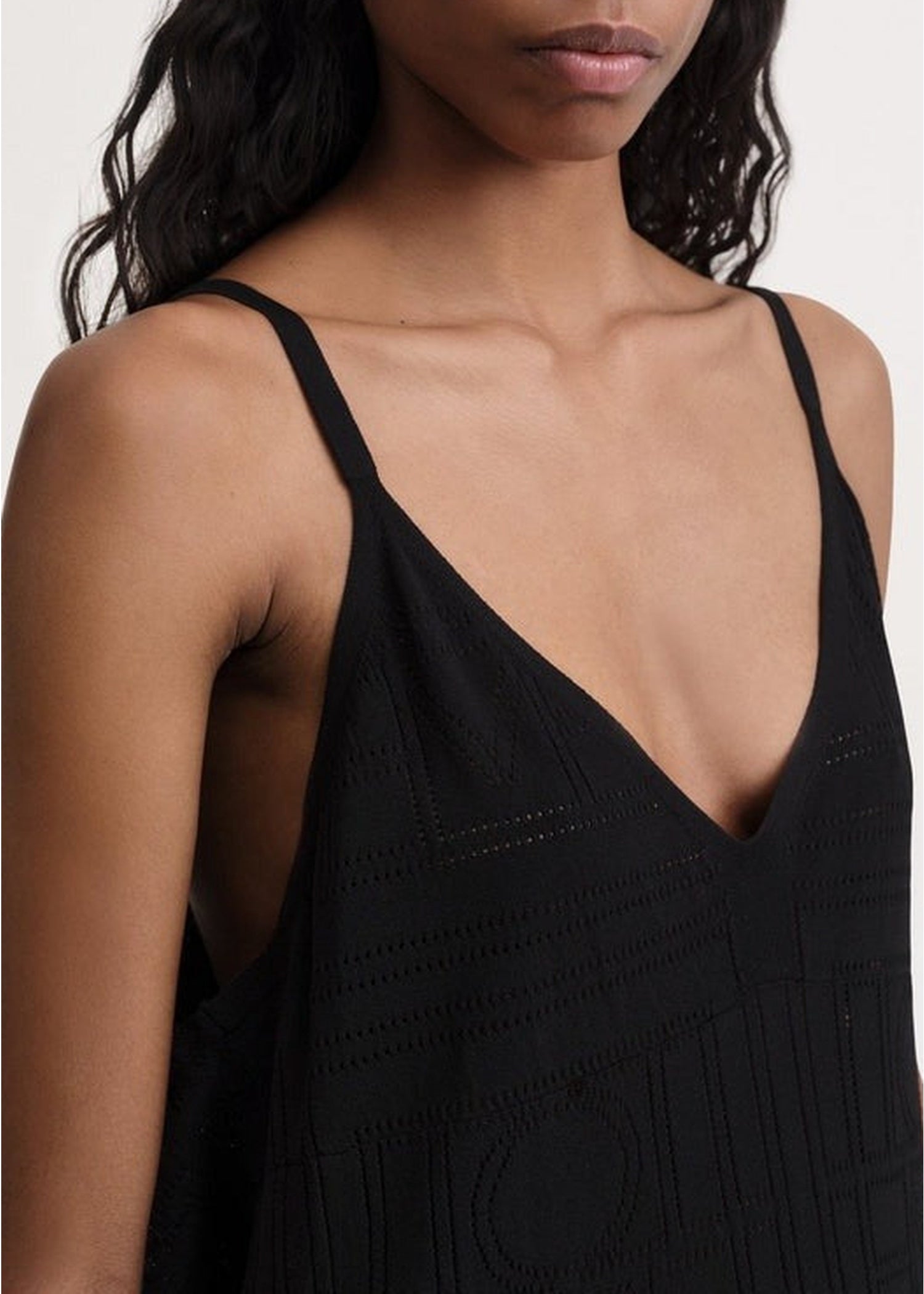 Robe midi à glissière en pointelle monogramme - Black