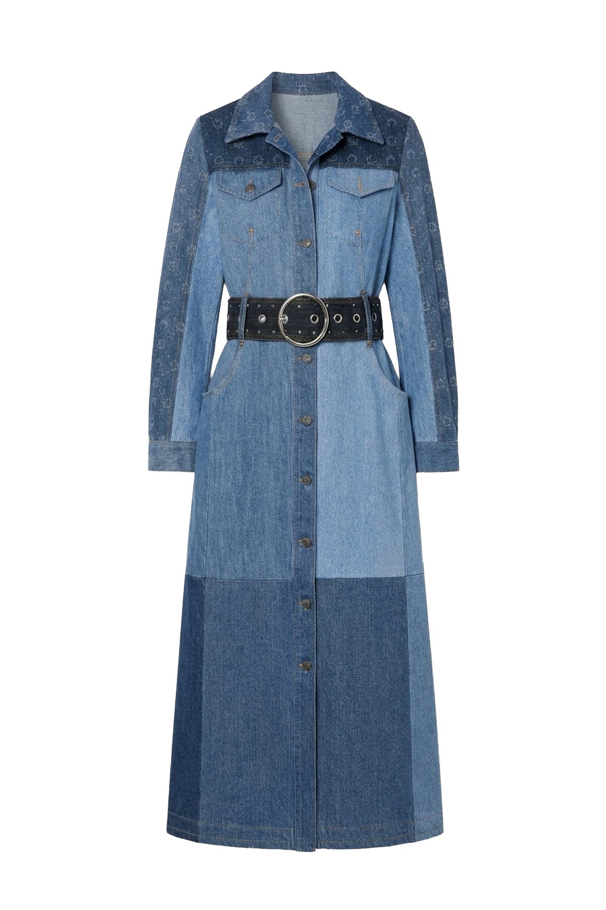 Manteau ajusté monogramme en denim Upcyclé - Dark Blue Moono