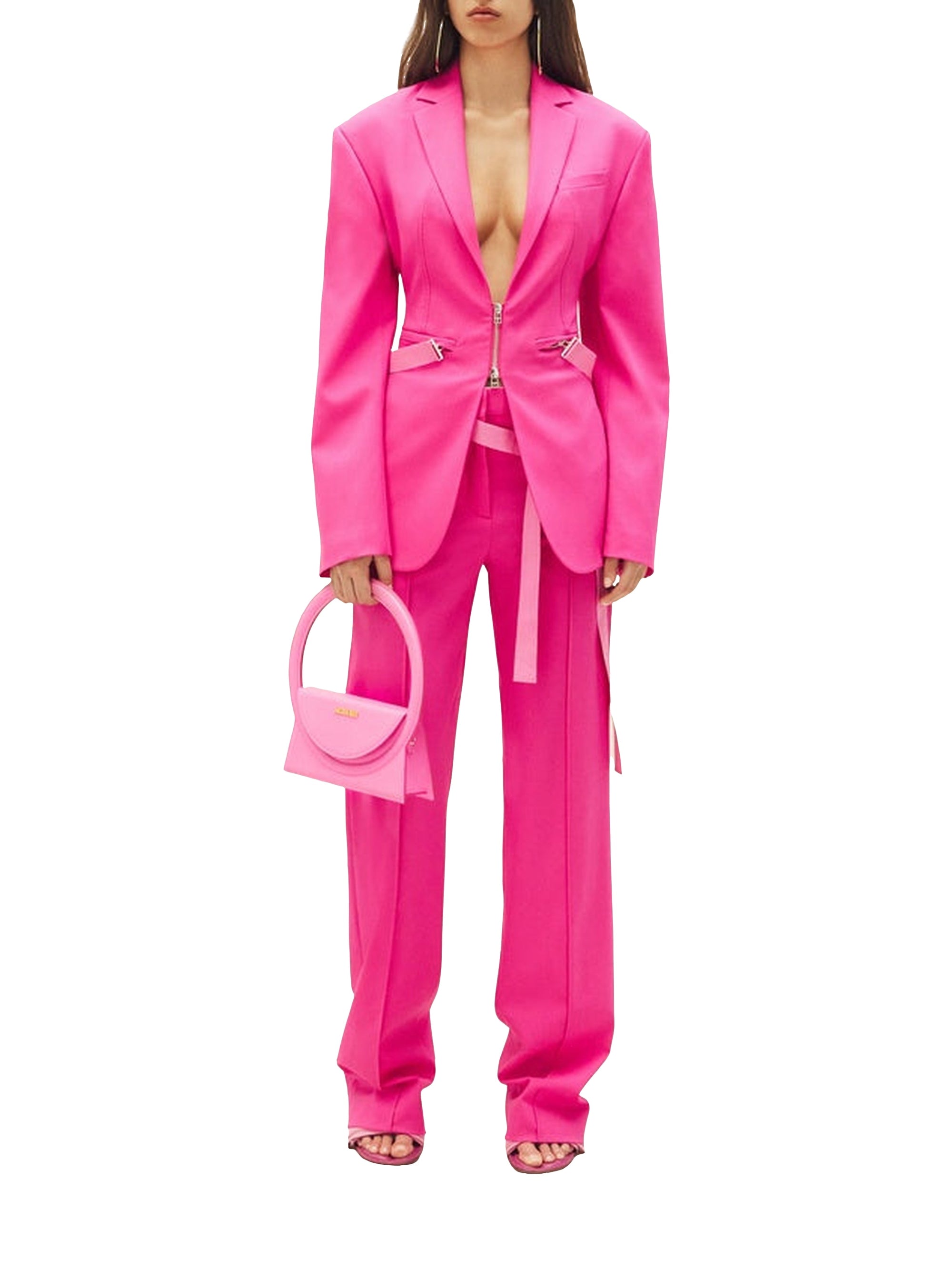 Sac Rond à bandoulière avec logo en cuir - Pink