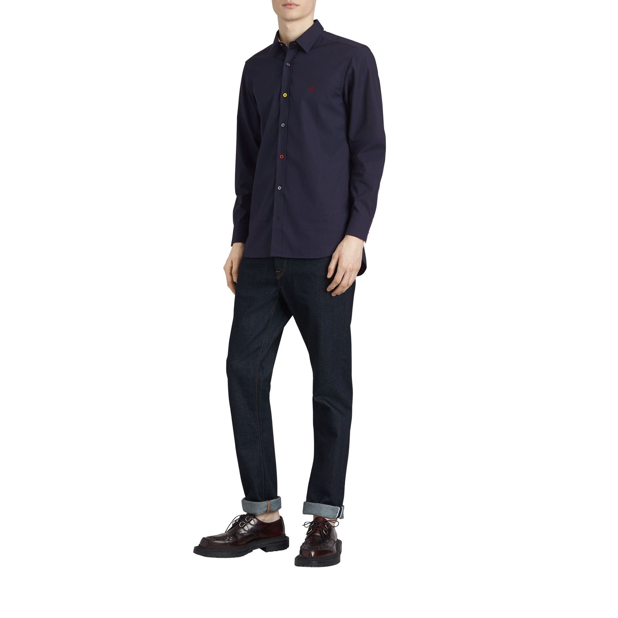 ZZNOSTOCK Chemise en coton extensible - Navy