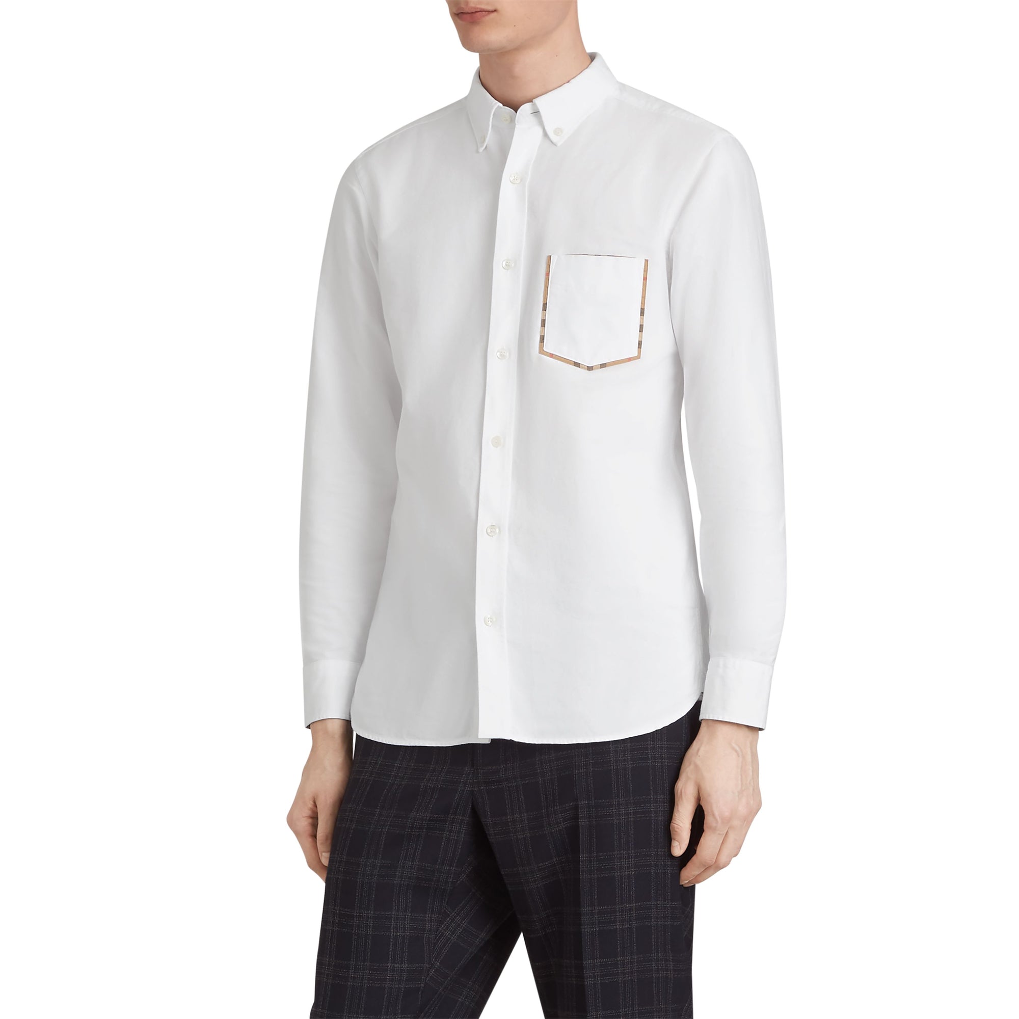 ZZNOSTOCK Chemise Oxford en coton à détails check - White