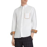 ZZNOSTOCK Chemise Oxford en coton à détails check - White