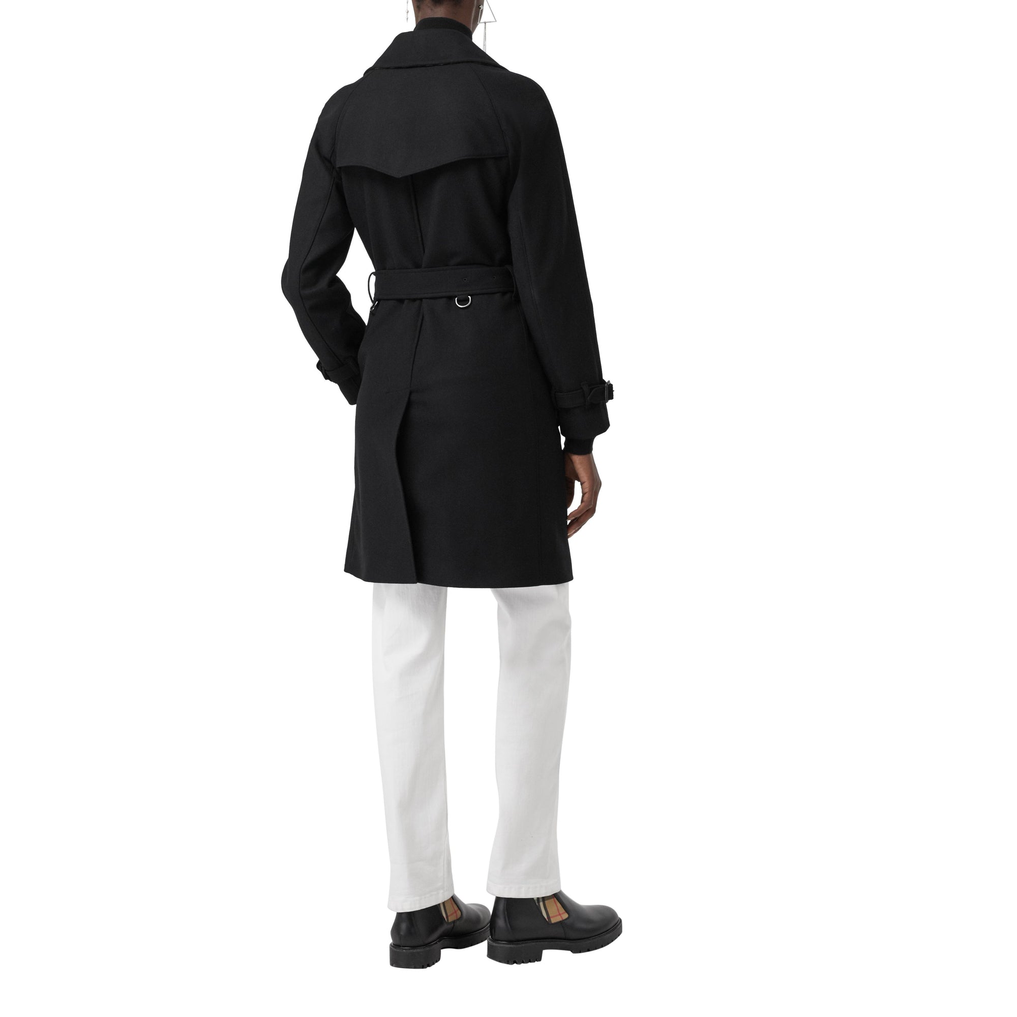 1 qty Trench-coat en laine et cachemire mélangés à chevrons - Black