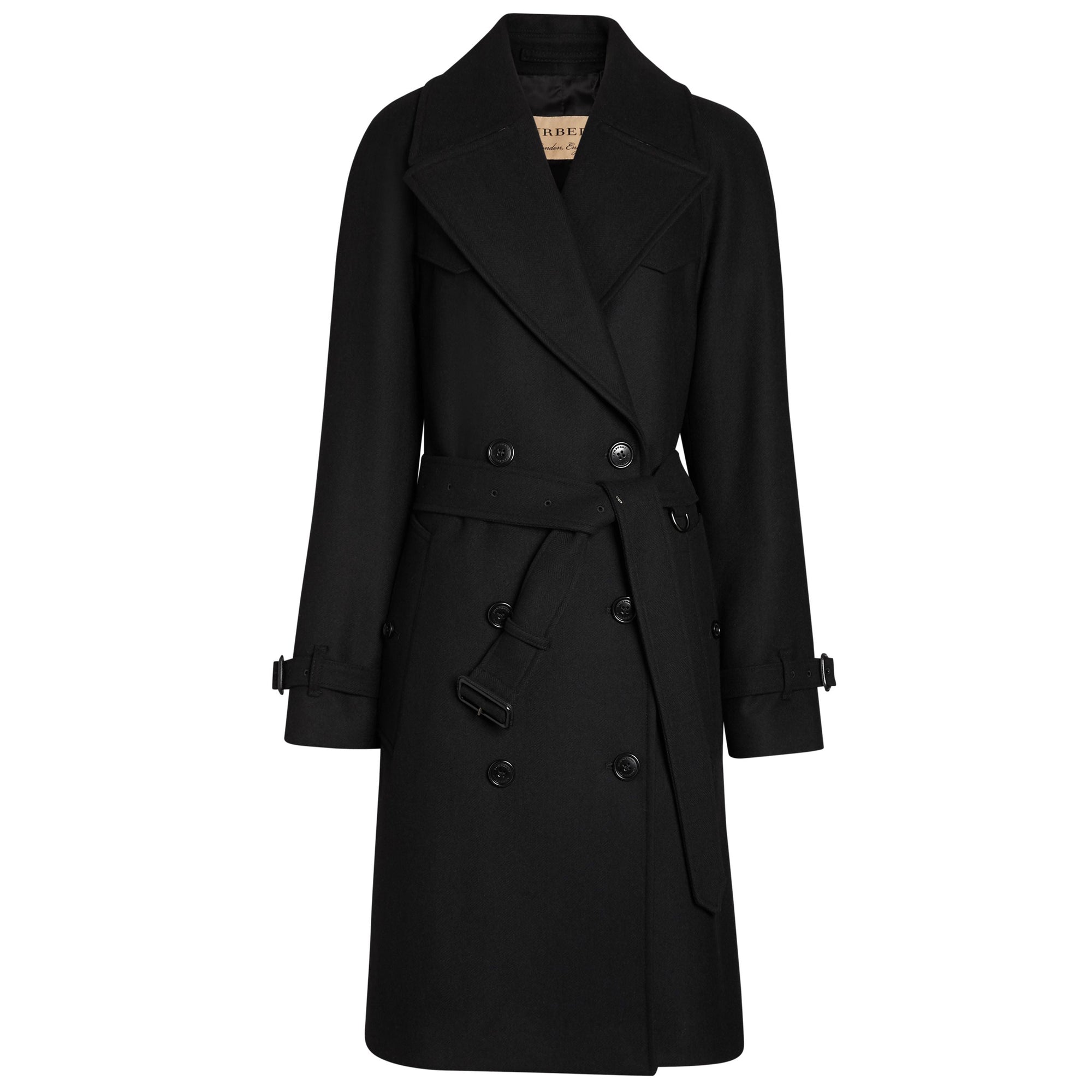 1 qty Trench-coat en laine et cachemire mélangés à chevrons - Black