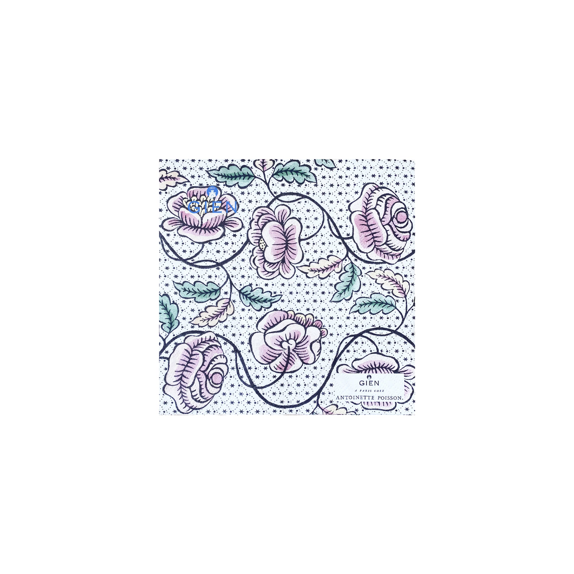 Set de 2 paquets de 20 serviettes en papier Dominoté 33x33cm - Vert