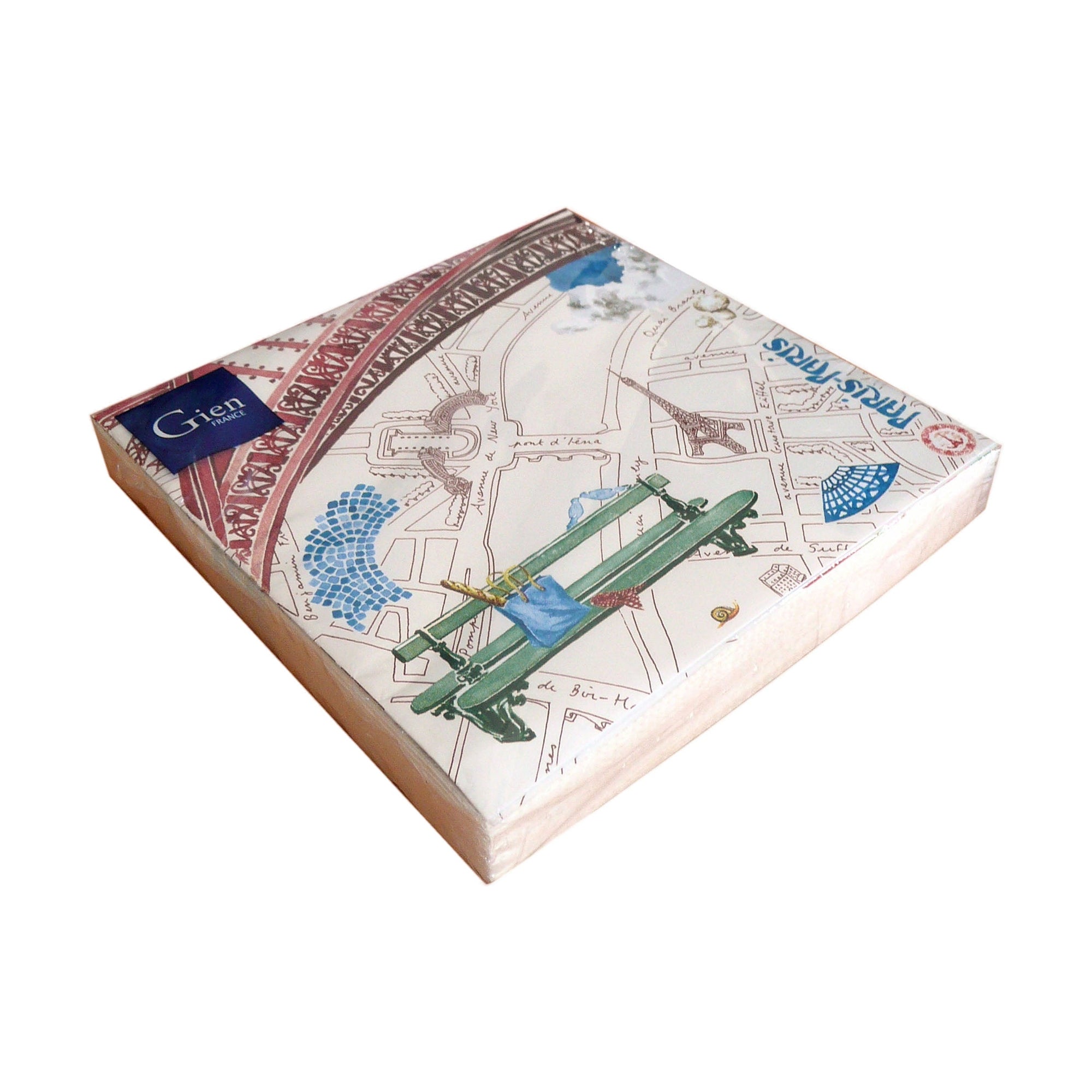 Set de 2 paquets de 20 serviettes en papier Paris 33x33cm - Multicolore
