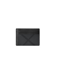 1 qty Porte-cartes en tissu London check et cuir - Charcoal & Black