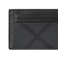 1 qty Porte-cartes en tissu London check et cuir - Charcoal & Black