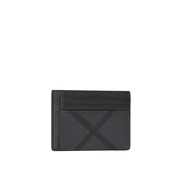 1 qty Porte-cartes en tissu London check et cuir - Charcoal & Black