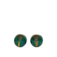 1 qty Boutons de manchette ronds en laiton et marbre - Silver & Green