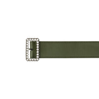 1 qty Ceinture en cuir à boucle et cristaux - Dark Olive