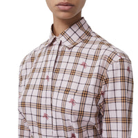 1 qty Chemise en coton à motif check et fil coupé - Alabaster Pink