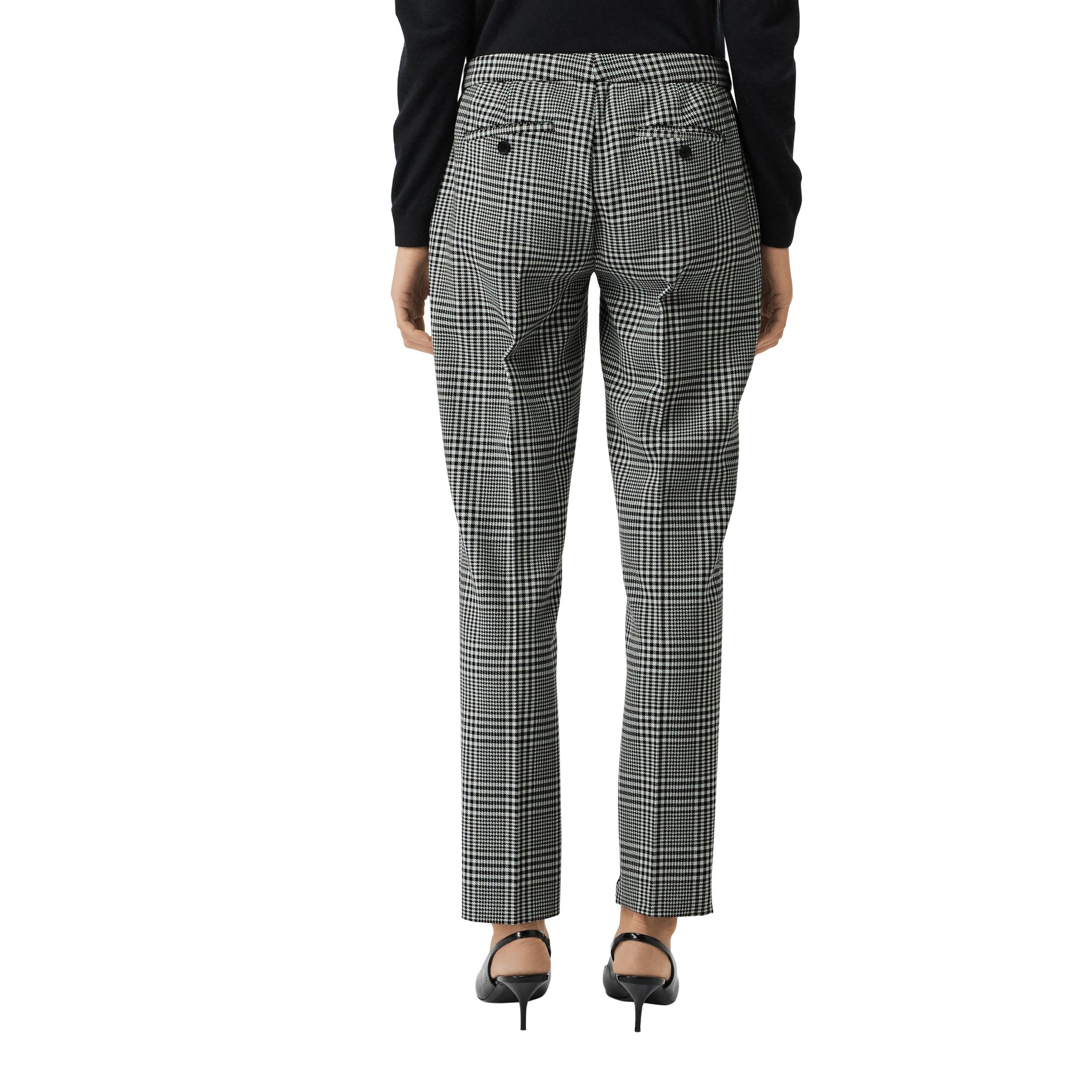 ZZNOSTOCK Pantalon droit en laine à motif check Prince de Galles - Mist Green Check