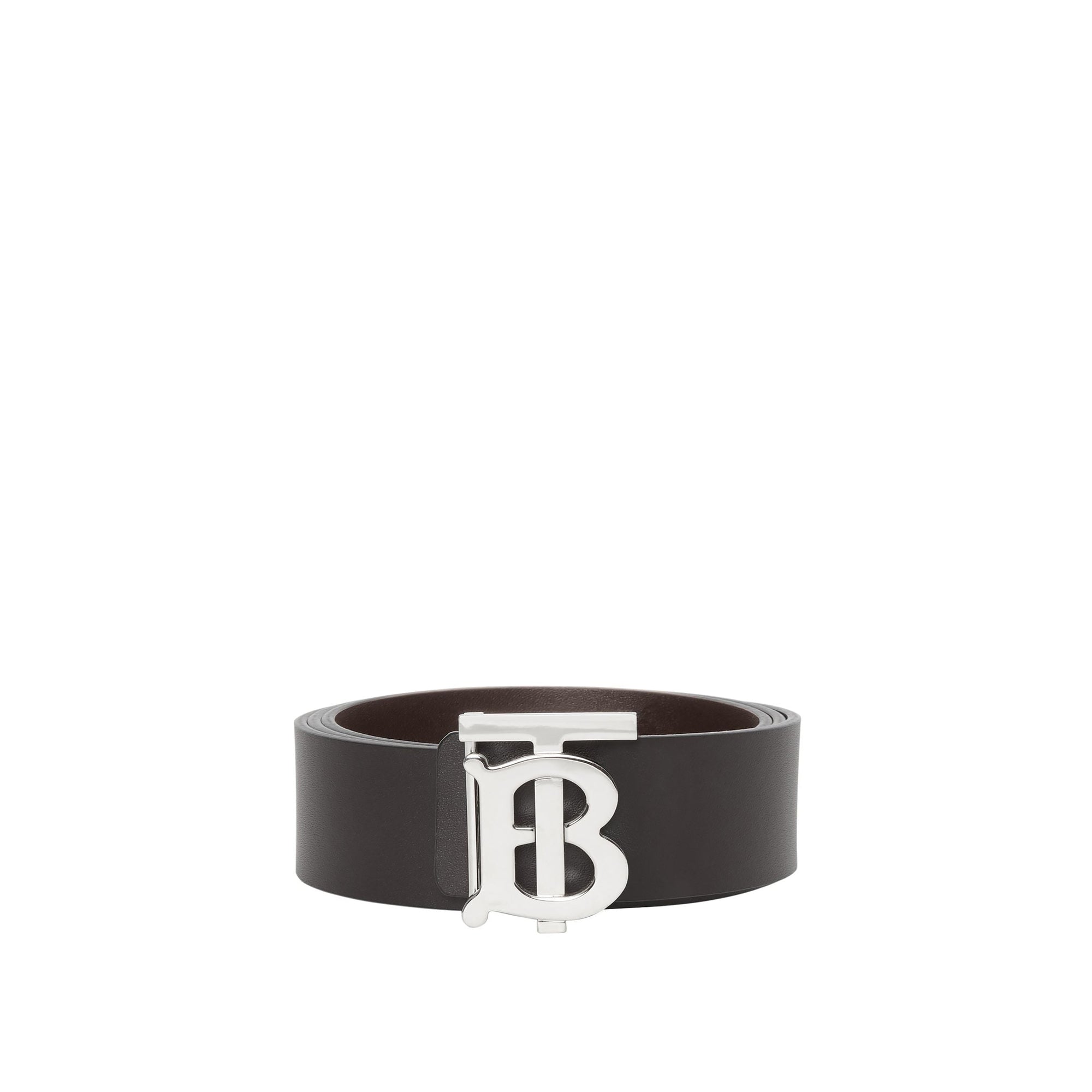 Wide reversible leather belt - Black & Brown & Silver