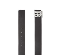 Wide reversible leather belt - Black & Brown & Silver