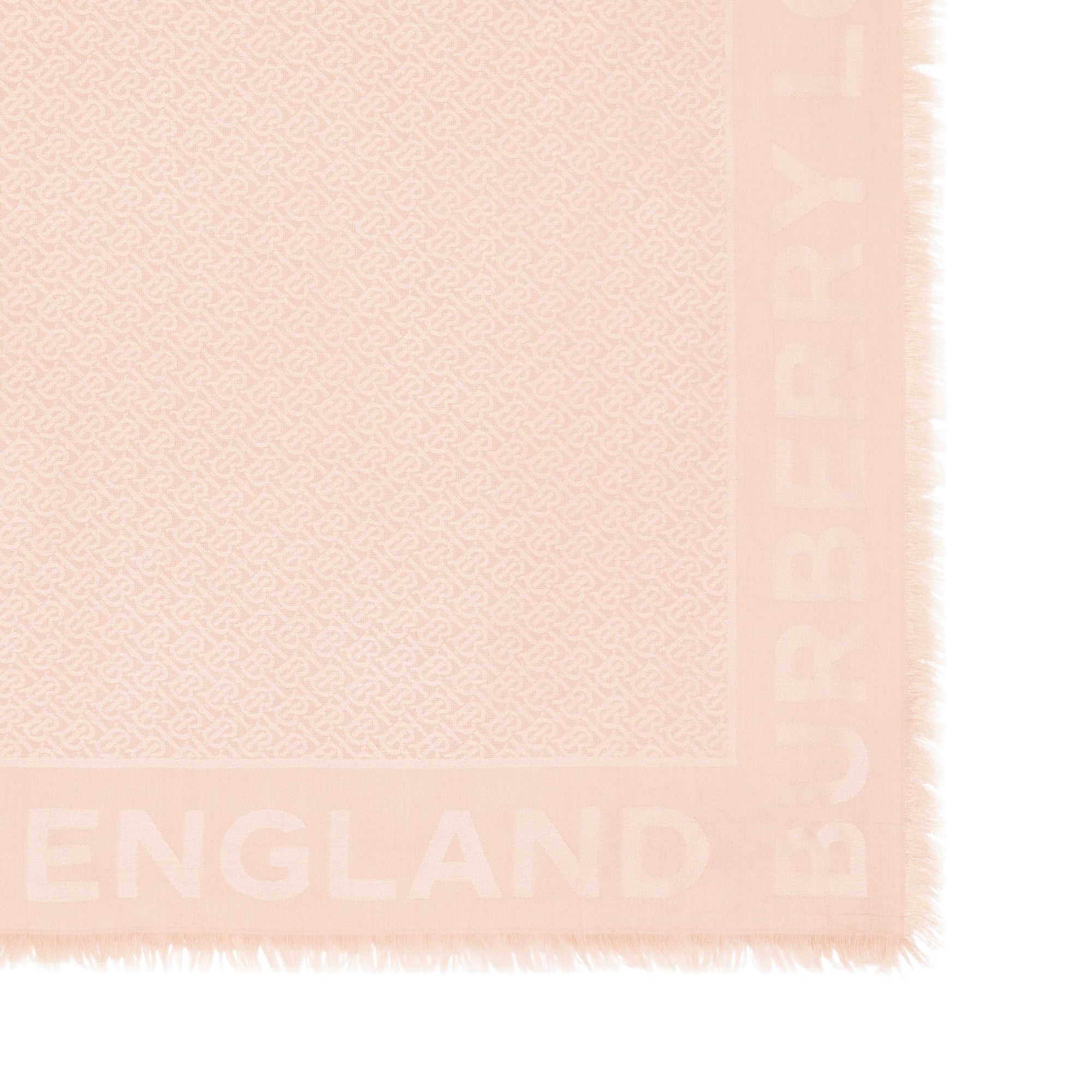 1 qty Grand carré de soie et laine en jacquard - Rose Beige