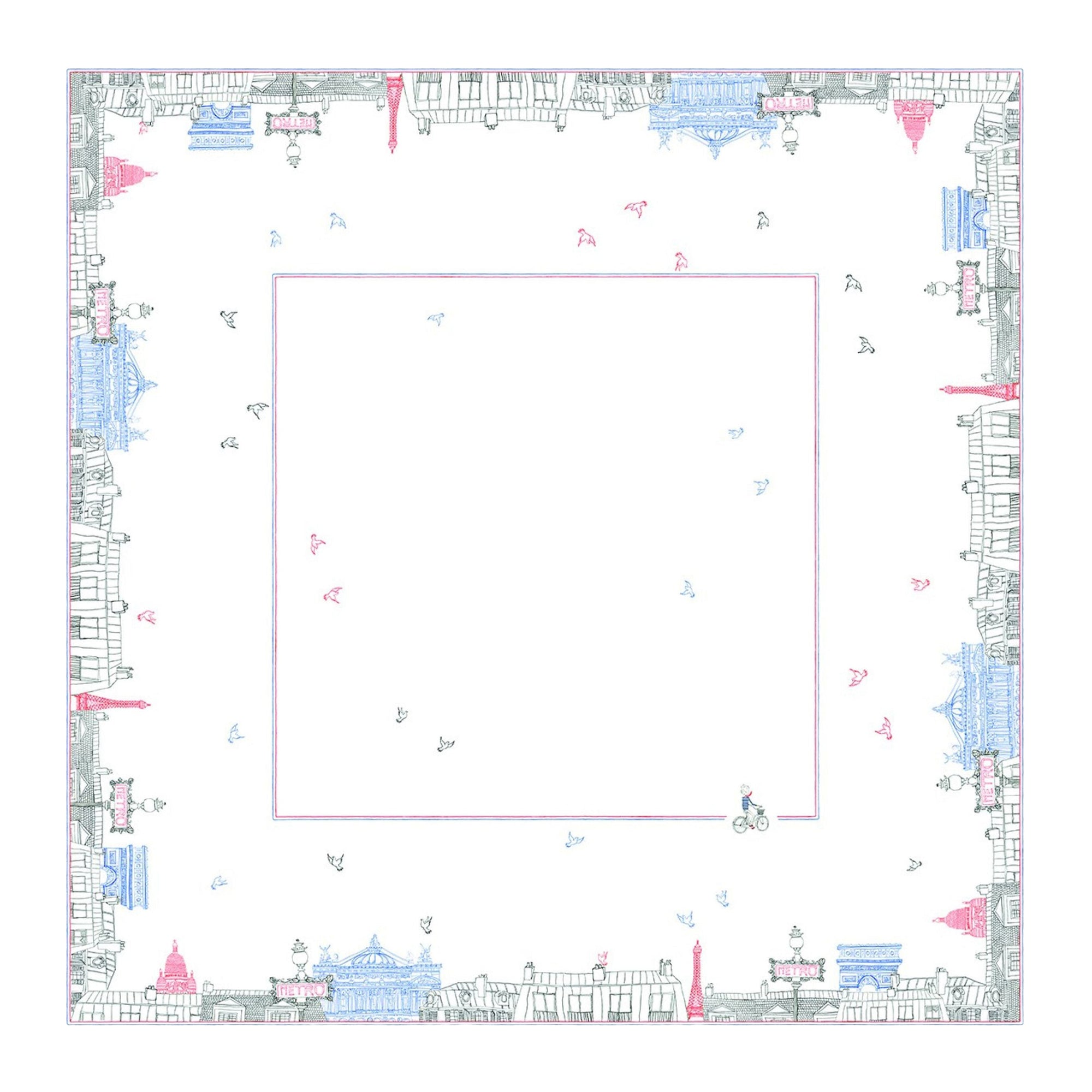 Nappe carrée 170x170cm - Blanc & Bleu