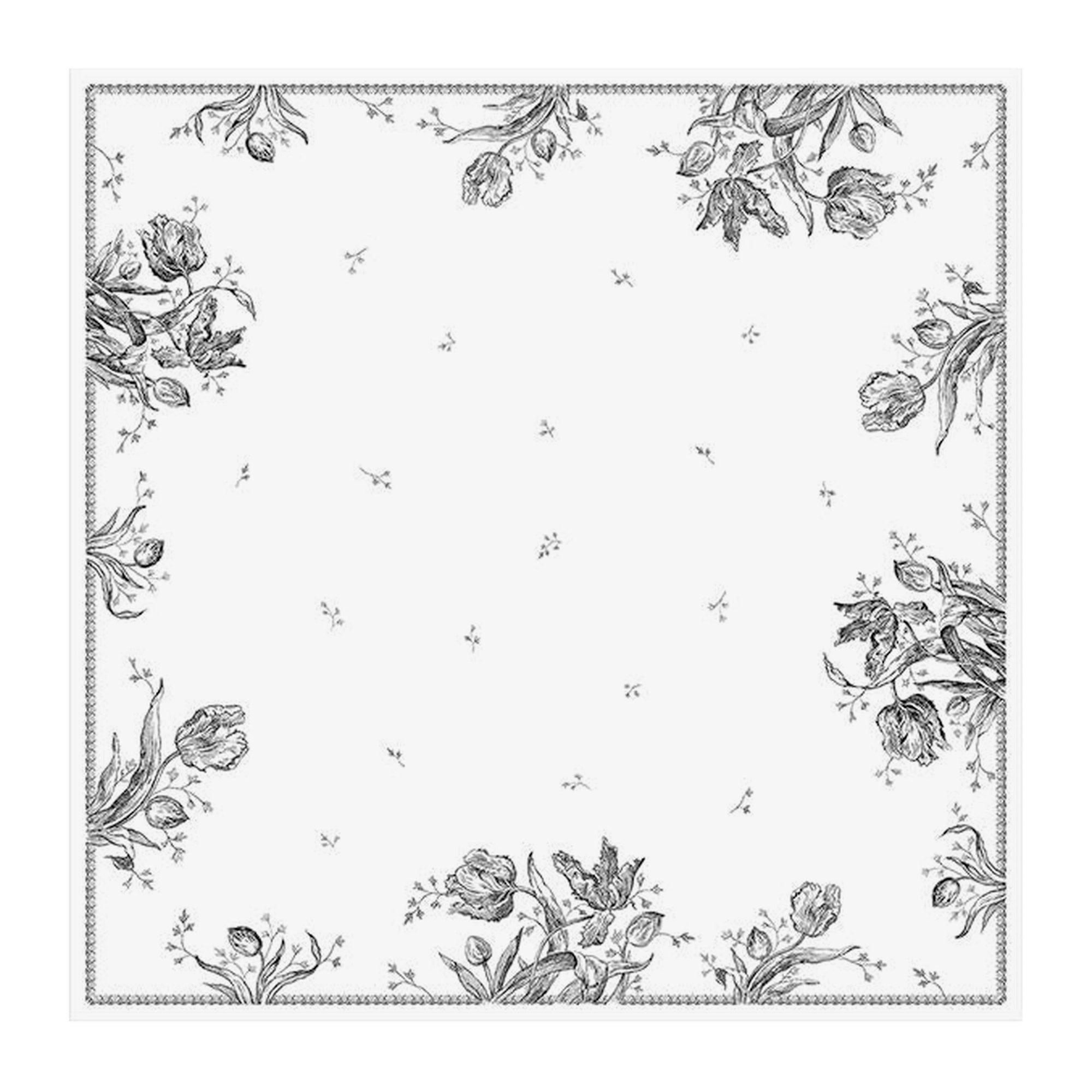 Nappe carrée Tulipes 170x170cm - Noir