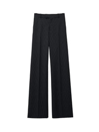 Pantalon à fines rayures taille basse en laine - Black & White