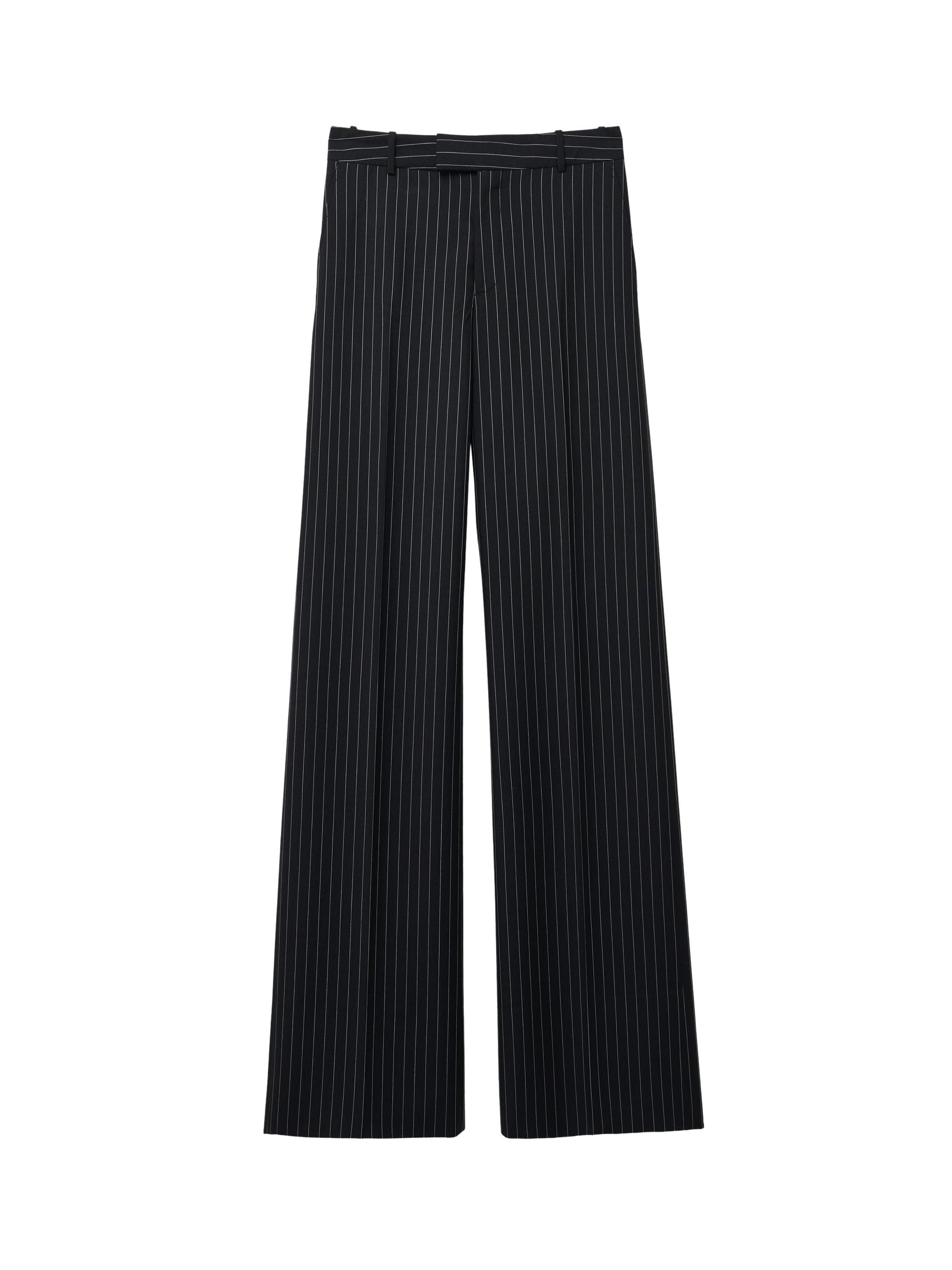 Pantalon à fines rayures taille basse en laine - Black & White