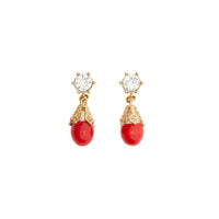 1 qty Boucles d'oreilles plaquées or - Bright Red & Light Gold