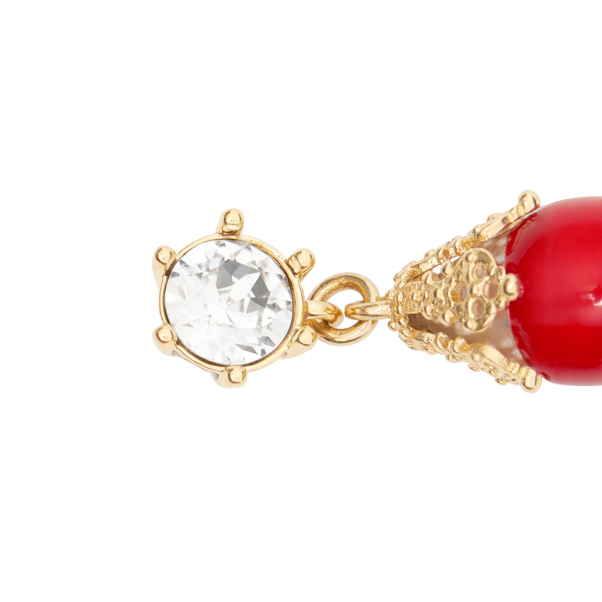 1 qty Boucles d'oreilles plaquées or - Bright Red & Light Gold