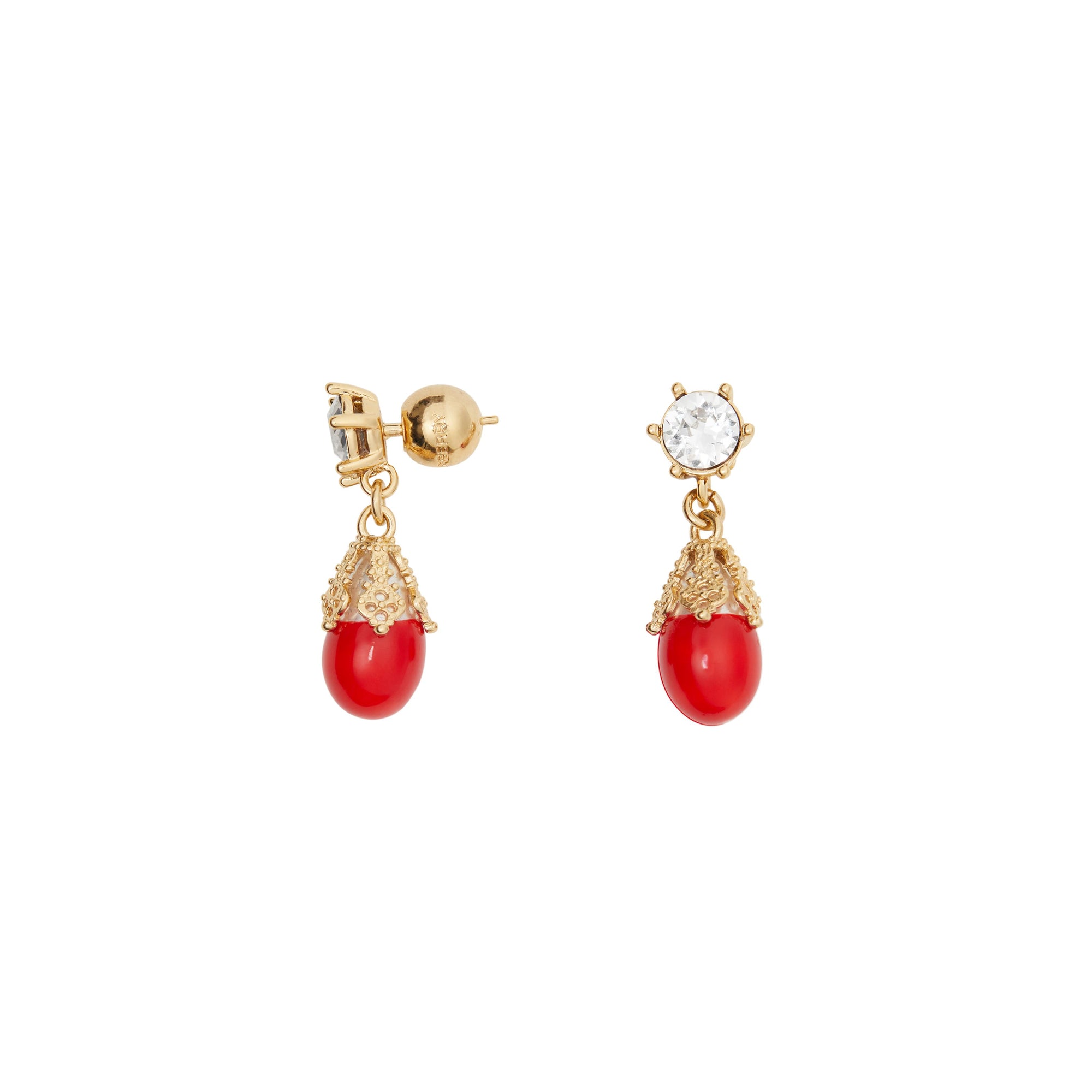 1 qty Boucles d'oreilles plaquées or - Bright Red & Light Gold