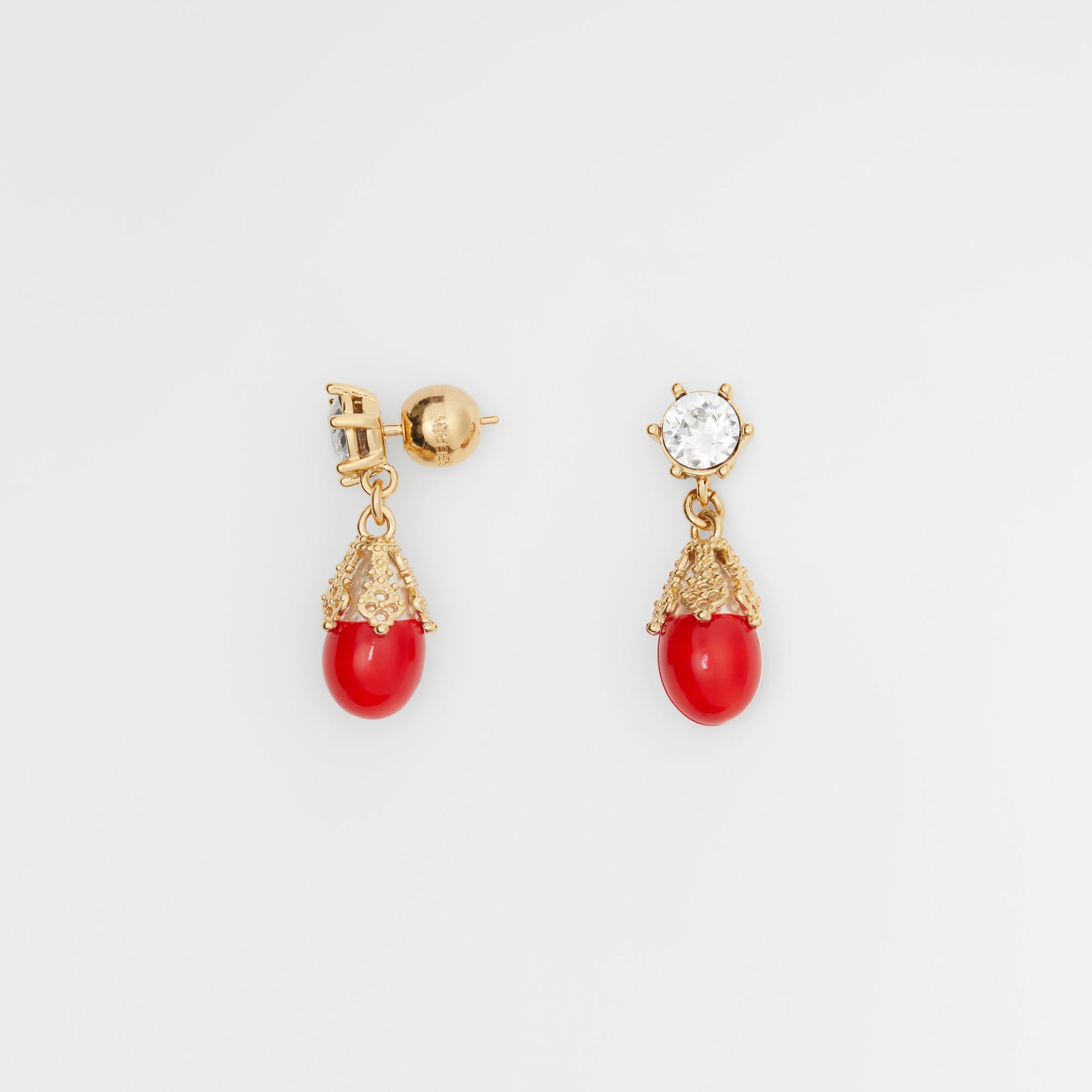 1 qty Boucles d'oreilles plaquées or - Bright Red & Light Gold